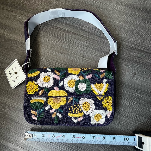 NWT Sol and Mer Floral Purple Beaded Women's Bag - Picture 8 of 8